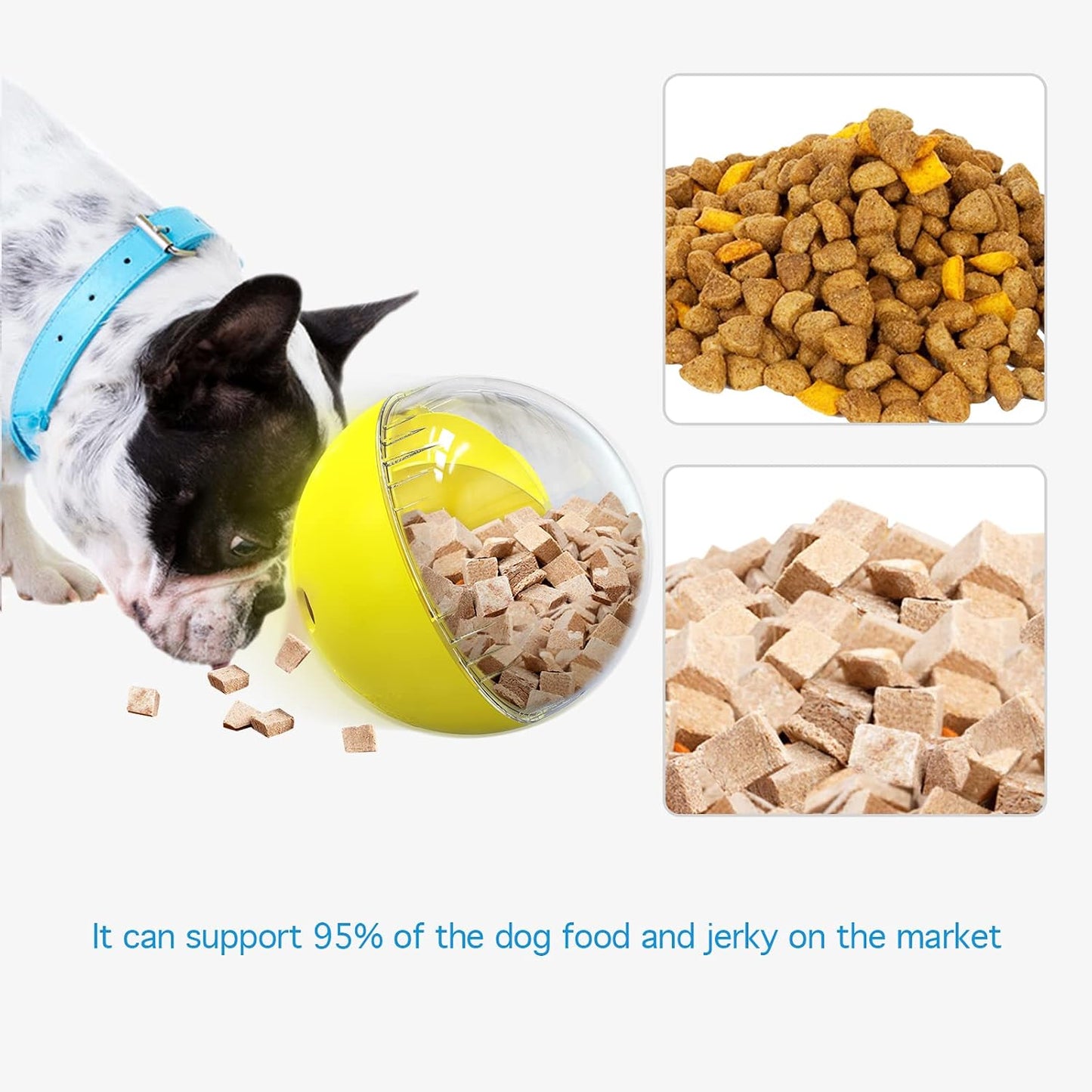 Dog Treat Ball, Dog Food Puzzle Slow Feeder Interactive Squeaky Mental Stimulation Toys, Cat Treat Dispenser Puzzle Toys Active Rolling Balls for Medium/Large Dog Breeds