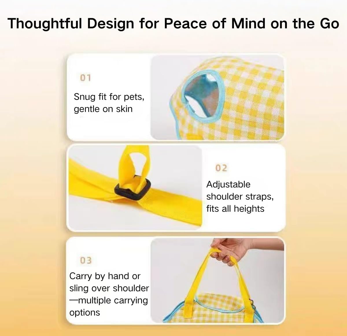 Bunny Sling Carrier Pet Carrying Bag with Adjustable Strap Hands Free Shoulder Bag Crossbody Travel Slings Soft Small Animal Bonding Pouch Front Backpack for Rabbit Puppy Kitten (Yellow,X-Large)