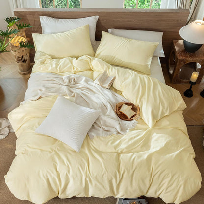 Striped Duvet Cover Set 100% Washed Cotton Linen Like Queen | Relaxed Linen-like Texture. Soft, Breathable & Long-lasting Comfort. Lightweight. Hidden Zipper with 8 Interior Corner Ties