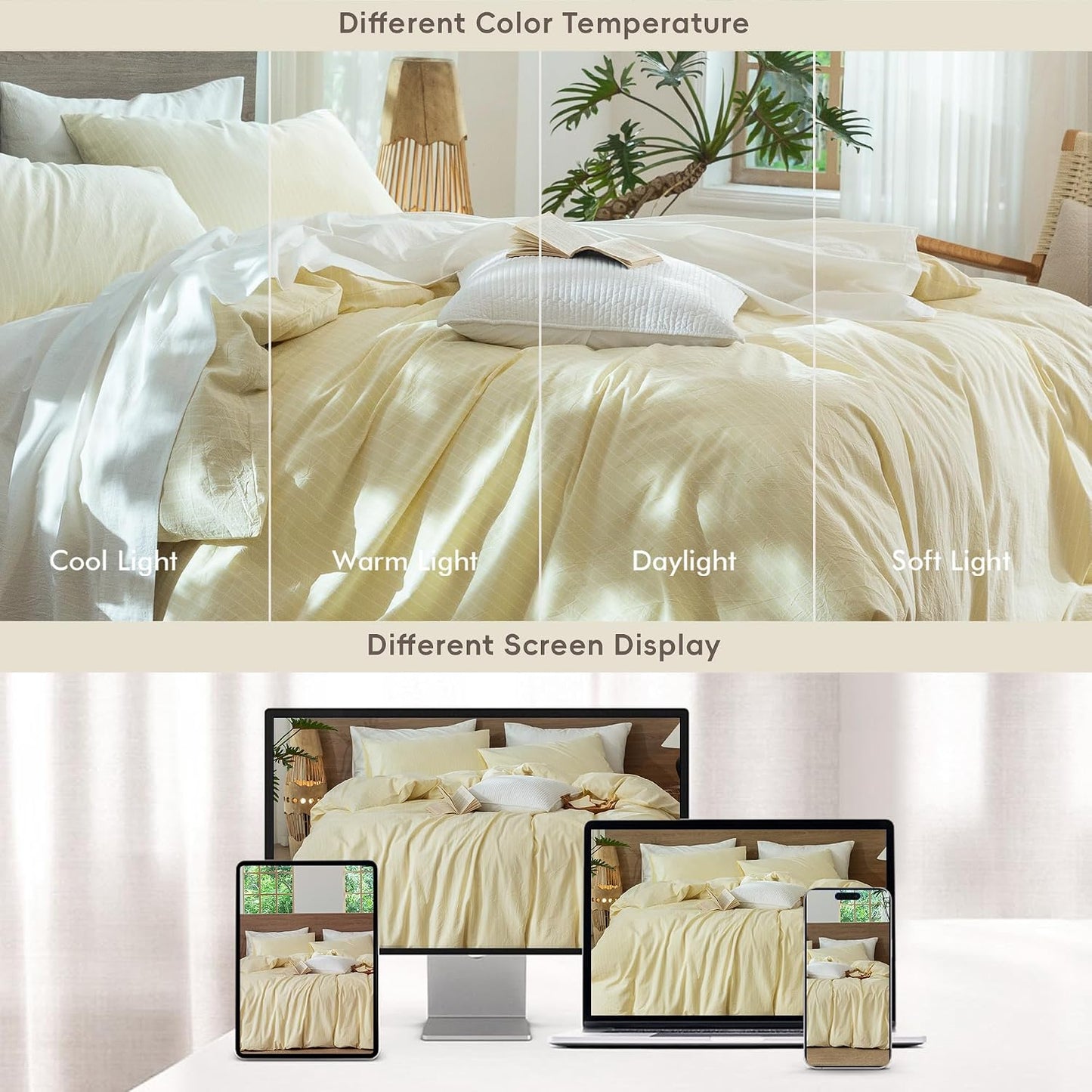 Striped Duvet Cover Set 100% Washed Cotton Linen Like Queen | Relaxed Linen-like Texture. Soft, Breathable & Long-lasting Comfort. Lightweight. Hidden Zipper with 8 Interior Corner Ties
