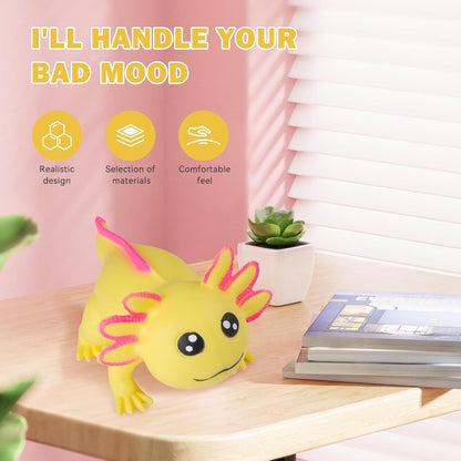 Squishy Axolotl Toy (Yellow) Stress Balls for Adults Kids, Axolotl Sand Filled Stress Toy, Cute Axolotl Sensory Fidget Toys, Animal Stretchy Stress Relief Squishy Ball, Squeeze Toys for Anxiety Relief