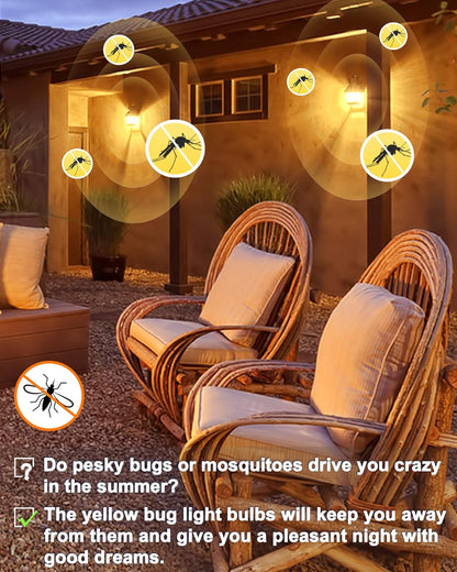 2 Pack PAR30 Yellow Bug Light Bulb Outdoor, 100W Equivalent Yellow Amber Flood Bug Lights for Outside, 12W LED Bulb E26 Base Flood Bulbs for Porch Lights, Hallway,Halloween, Christmas Decor