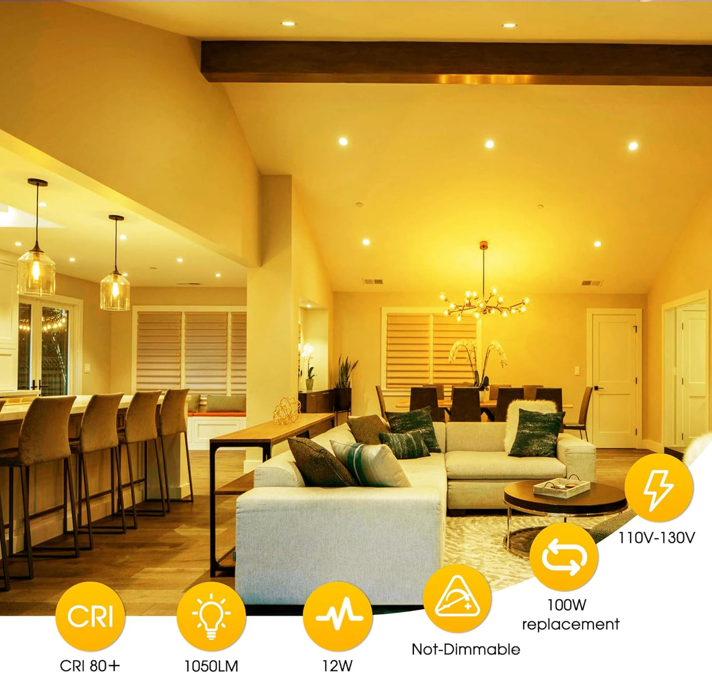2 Pack PAR30 Yellow Bug Light Bulb Outdoor, 100W Equivalent Yellow Amber Flood Bug Lights for Outside, 12W LED Bulb E26 Base Flood Bulbs for Porch Lights, Hallway,Halloween, Christmas Decor