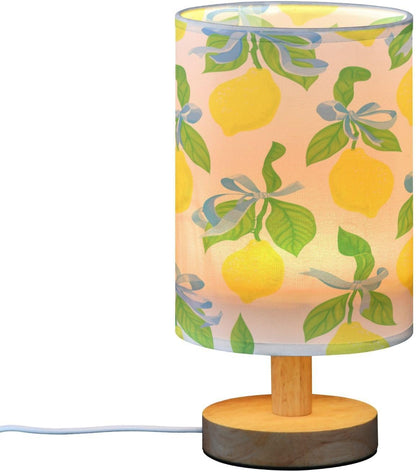 Yellow Lemons Bedside Table Lamp Nightstand Lamps with USB Charging Port 5.12x9.7in Desk Lamp for Living Room Bedrooms Home Office