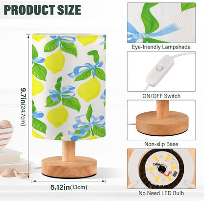 Yellow Lemons Bedside Table Lamp Nightstand Lamps with USB Charging Port 5.12x9.7in Desk Lamp for Living Room Bedrooms Home Office