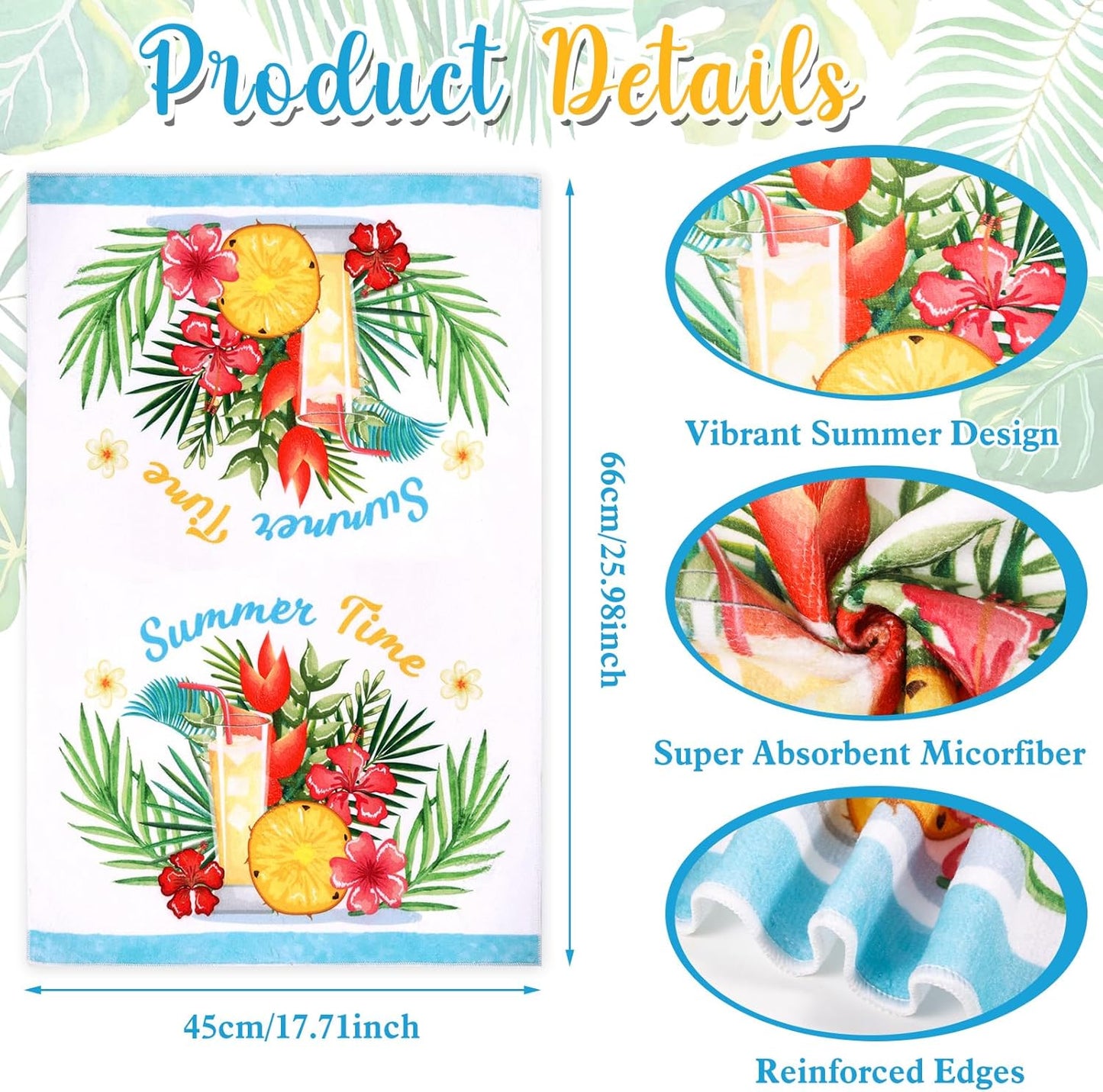 Lemon Kitchen Towels Set of 2 - Lemonade Print Microfiber Quick Dry Dish Towels - Decorative Summer Hand Towels for Kitchen Bathroom 18x26 Inch