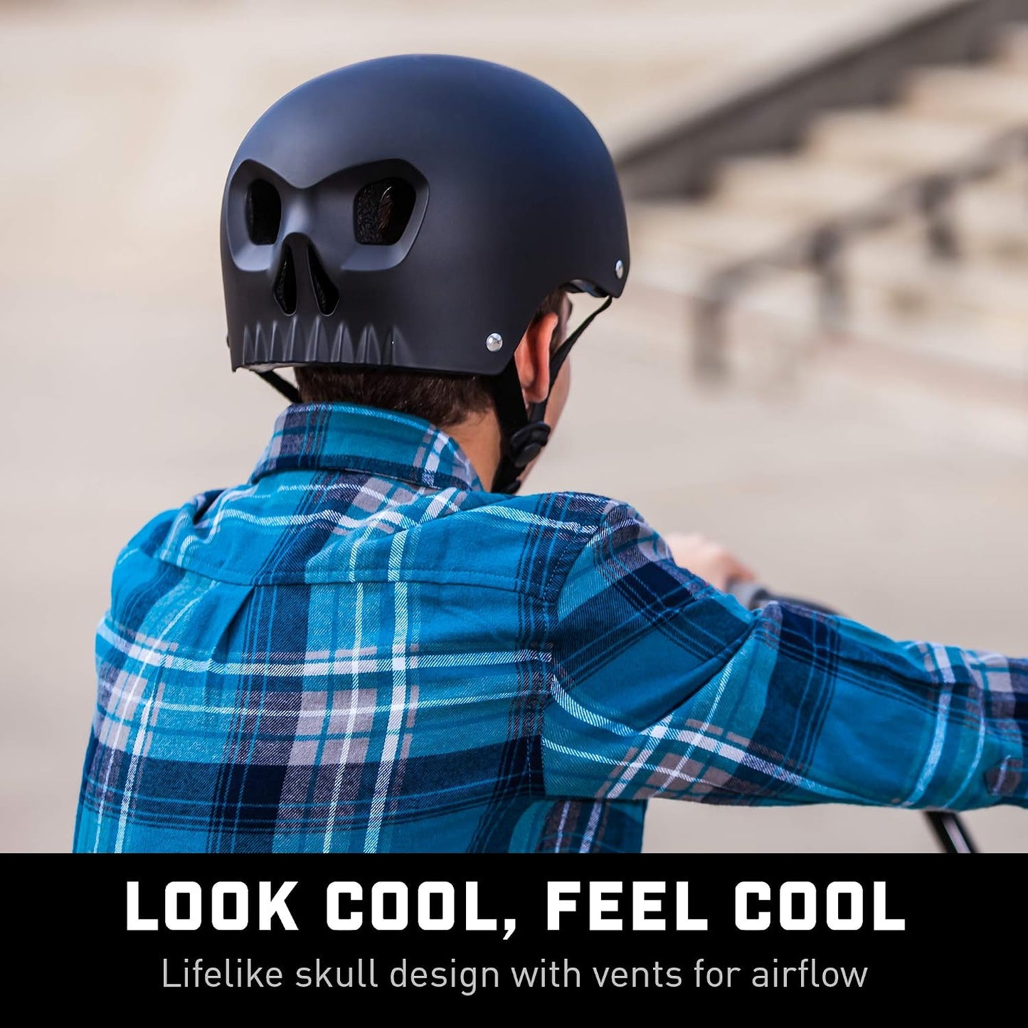 Street Hardshell Skull Bike Helmet, Multi Sport, Multiple Colors