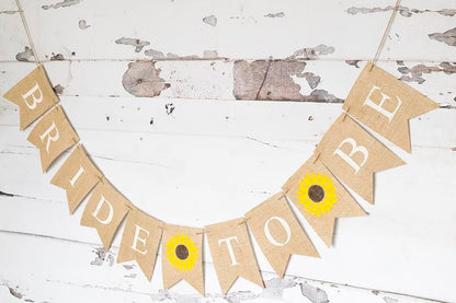 Sunflower Bride to Be Banner for Bridal Shower or Bachelorette Party Decorations