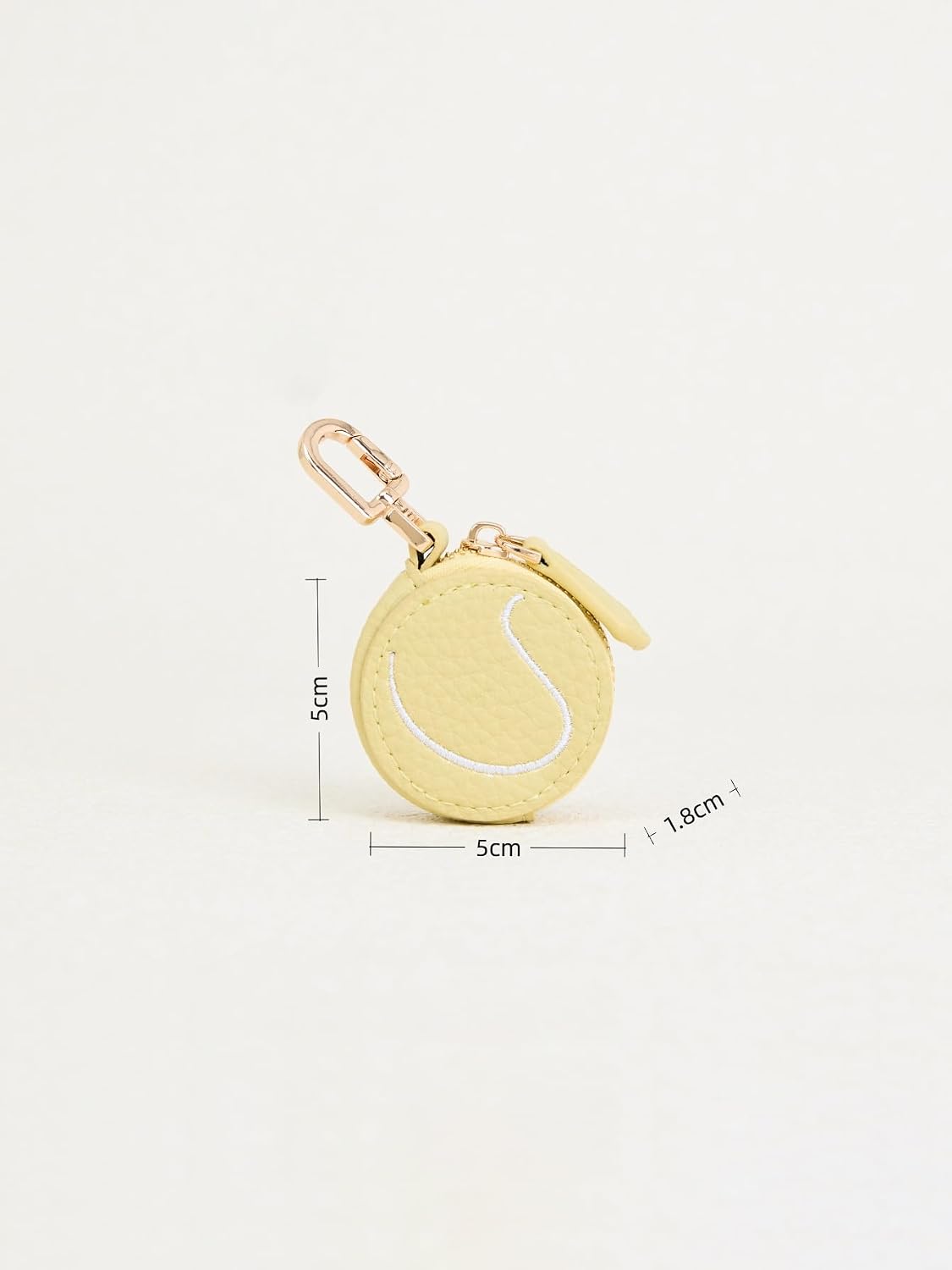 Tennis Ball Shaped Mini Coin Purse, Yellow pouch, fun Keychain Wallet with Embroidered Design, Fashion Accessory for Women man (Tennis-shaped)