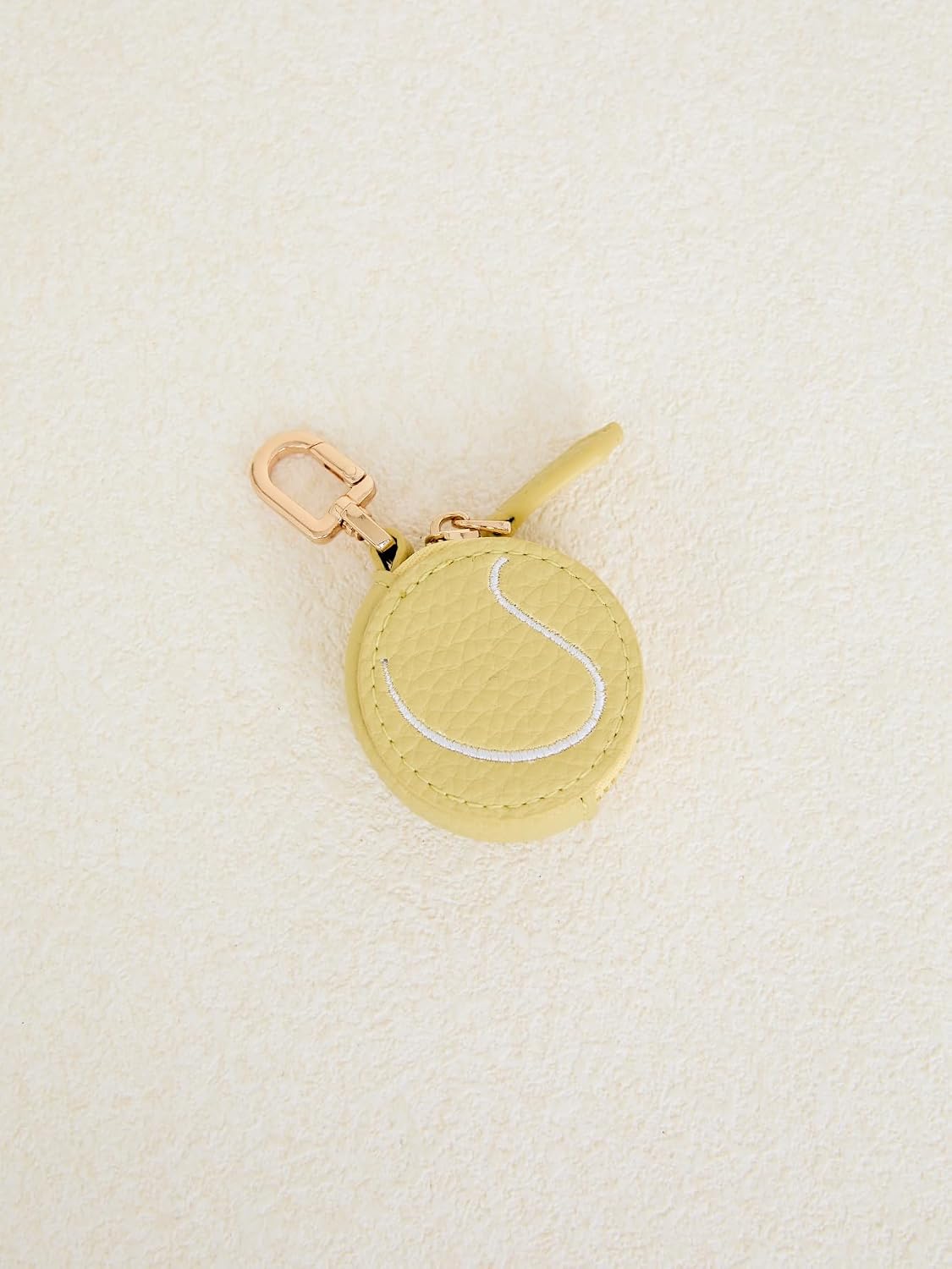 Tennis Ball Shaped Mini Coin Purse, Yellow pouch, fun Keychain Wallet with Embroidered Design, Fashion Accessory for Women man (Tennis-shaped)