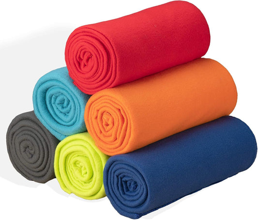 Fleece Throw Blankets Bulk Fleece Blankets Solid Wholesale Lightweight Warm Soft for Pet Bed Sofa Couch Office Wedding Gifts Travel Seasons Yellow 50x60 Inches Pack of 6