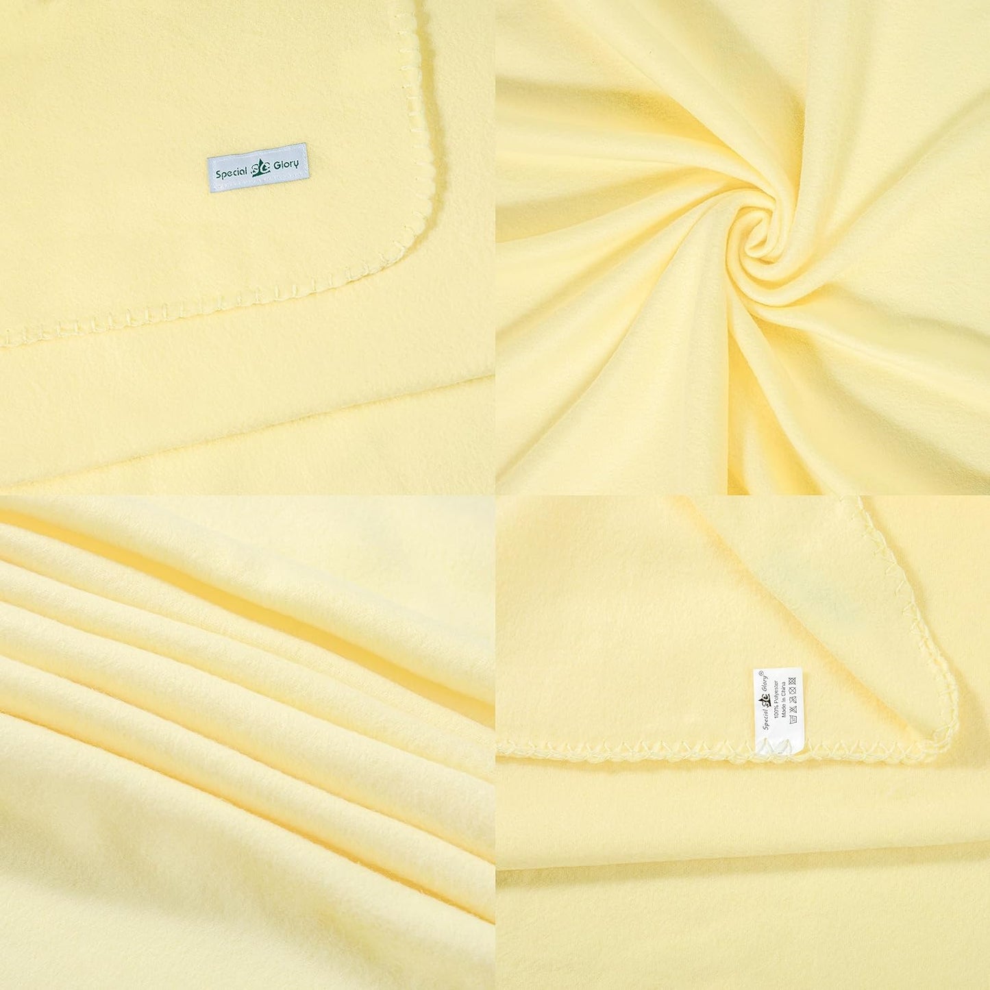 Fleece Throw Blankets Bulk Fleece Blankets Solid Wholesale Lightweight Warm Soft for Pet Bed Sofa Couch Office Wedding Gifts Travel Seasons Yellow 50x60 Inches Pack of 6