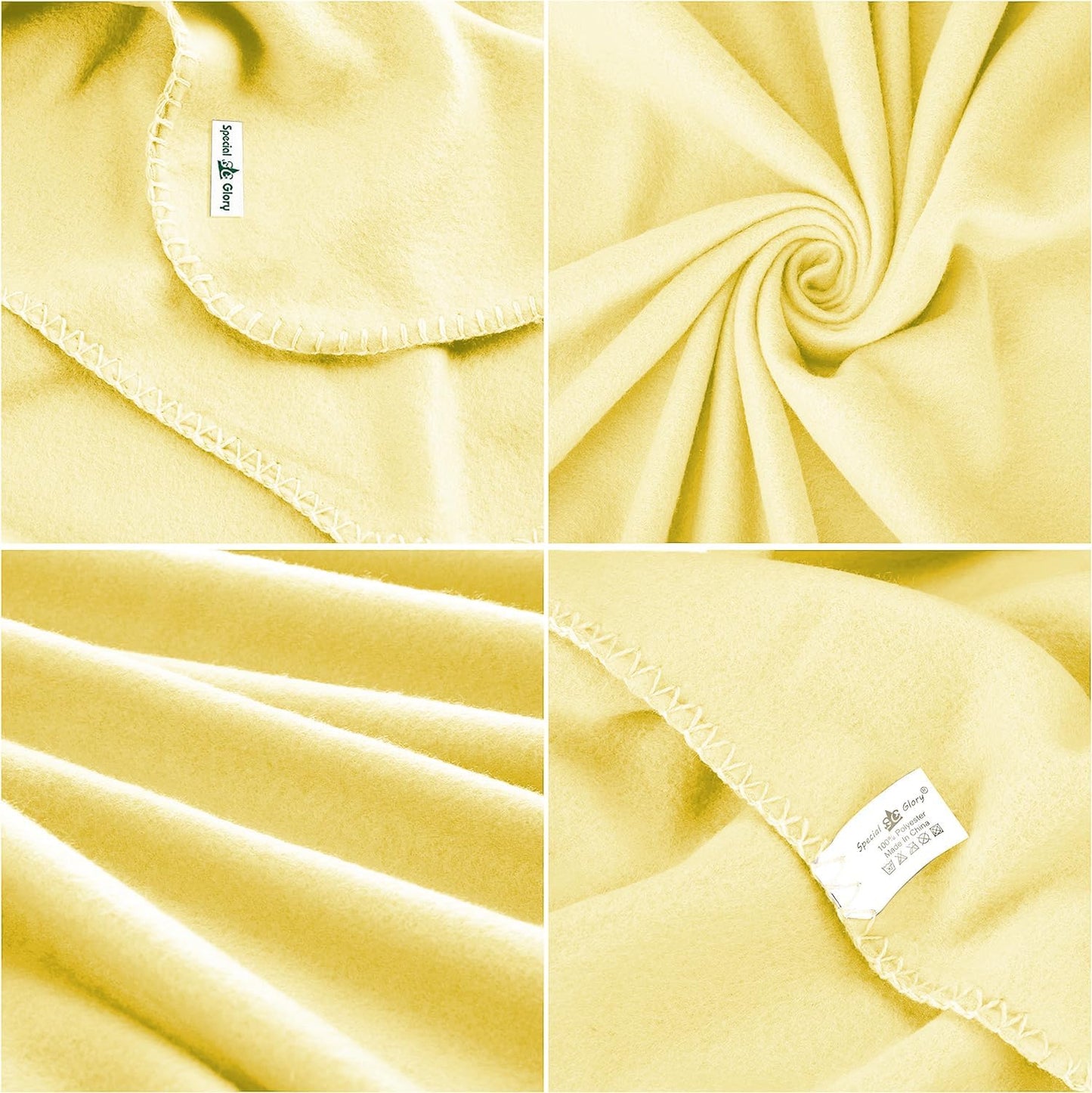 Fleece Throw Blankets Bulk Fleece Blankets Solid Wholesale Lightweight Warm Soft for Pet Bed Sofa Couch Office Wedding Gifts Travel Seasons Yellow 50x60 Inches Pack of 6