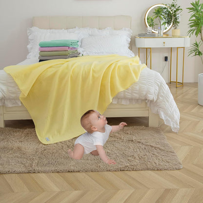 Fleece Throw Blankets Bulk Fleece Blankets Solid Wholesale Lightweight Warm Soft for Pet Bed Sofa Couch Office Wedding Gifts Travel Seasons Yellow 50x60 Inches Pack of 6