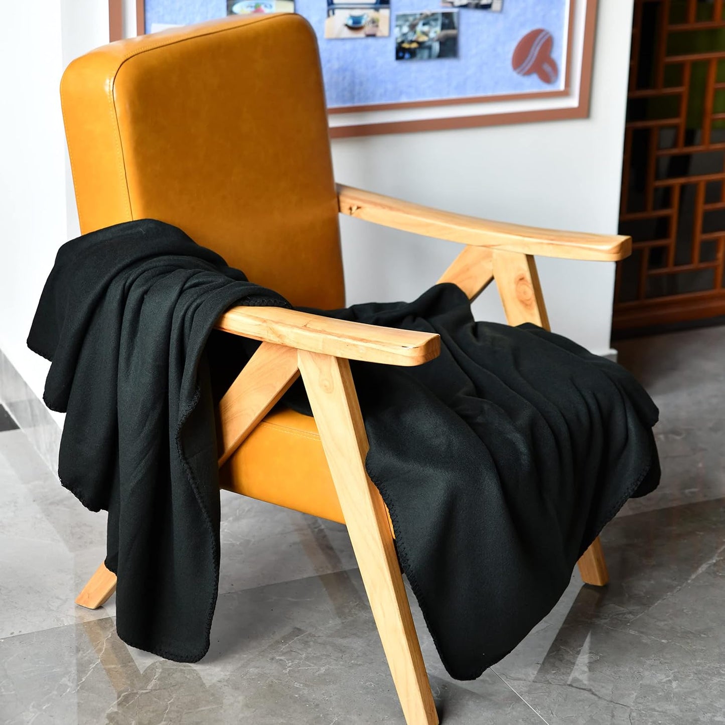 Fleece Throw Blankets Bulk Fleece Blankets Solid Wholesale Lightweight Warm Soft for Pet Bed Sofa Couch Office Wedding Gifts Travel Seasons Yellow 50x60 Inches Pack of 6
