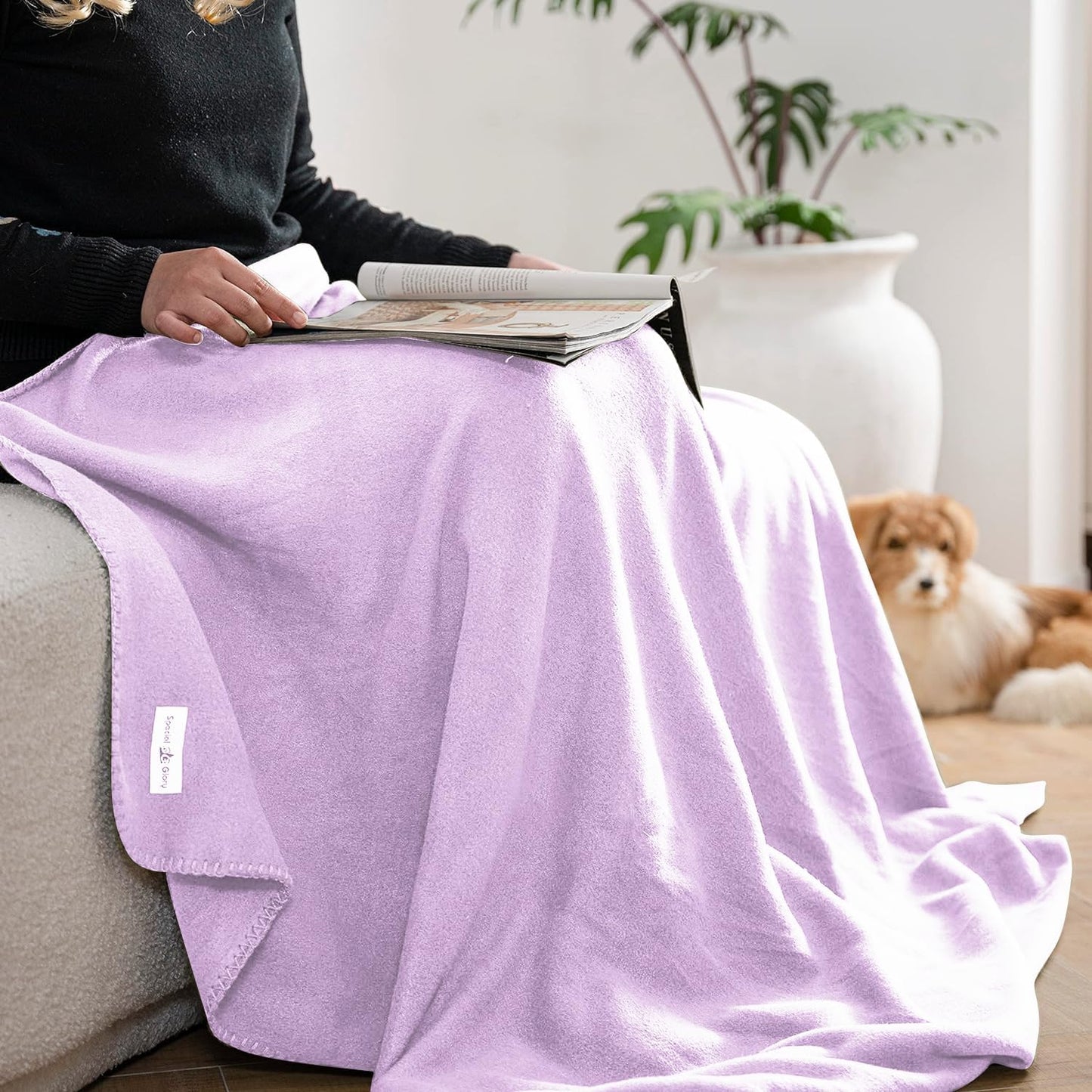 Fleece Throw Blankets Bulk Fleece Blankets Solid Wholesale Lightweight Warm Soft for Pet Bed Sofa Couch Office Wedding Gifts Travel Seasons Yellow 50x60 Inches Pack of 6