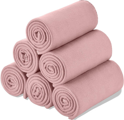 Fleece Throw Blankets Bulk Fleece Blankets Solid Wholesale Lightweight Warm Soft for Pet Bed Sofa Couch Office Wedding Gifts Travel Seasons Yellow 50x60 Inches Pack of 6