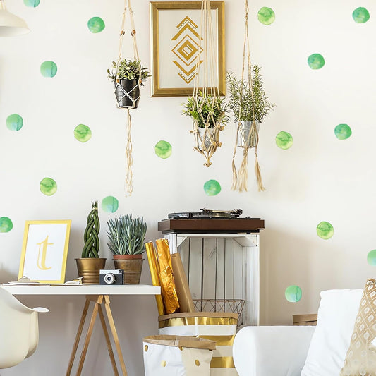 84 Pcs Golden Bright Yellow Polka Dots Wall Stickers Wall Decals | 7 Sheets Watercolor Circle DIY Removable Vinyl Peel and Stick for Baby Kids Room Bedroom Nursery Playroom Home Art Decor