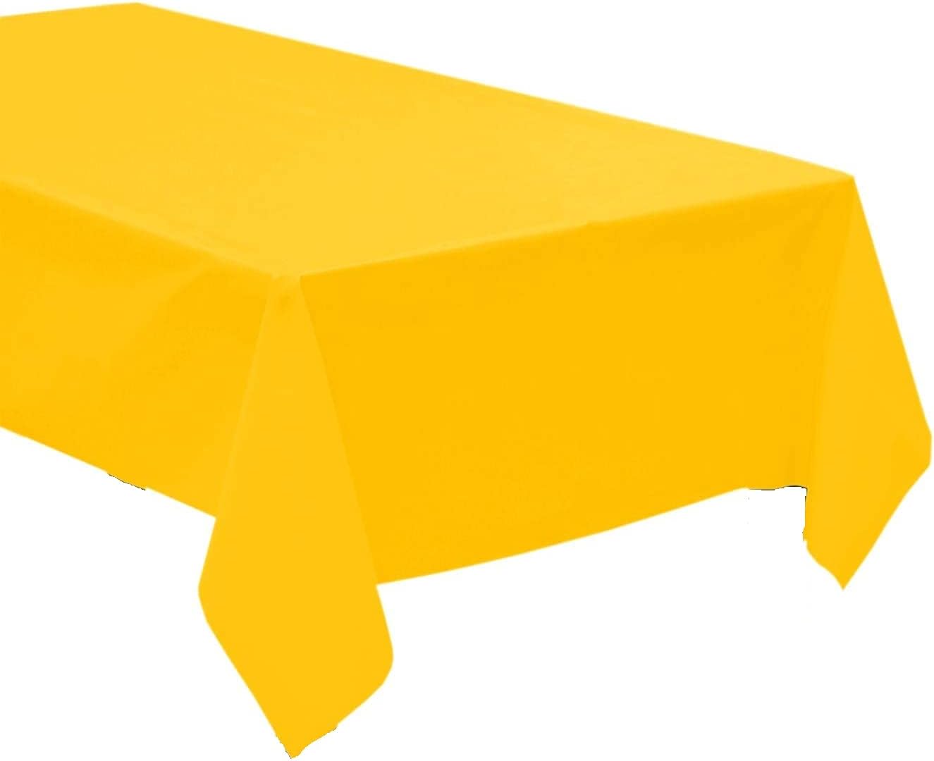 Pack of 4: Disposable Plastic Tablecloths/Table Covers, 54 x 108 inches Rectangle Table Cover Waterproof & Disposable – Ideal for Birthday Parties, Weddings, Picnics, and Events (Yellow)