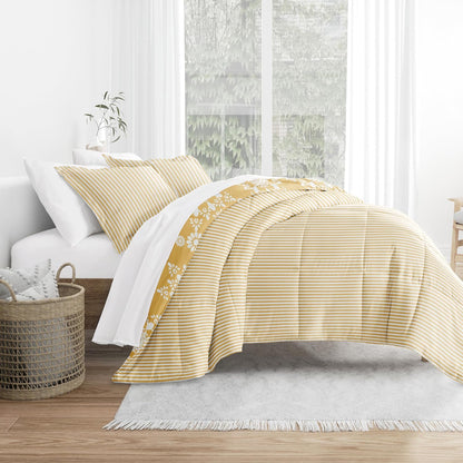 Comforter Set Patterned Microfiber All Season Down-Alternative Ultra Soft Bedding in Daisy Medallion - Full/Queen Daisy Medallion Yellow