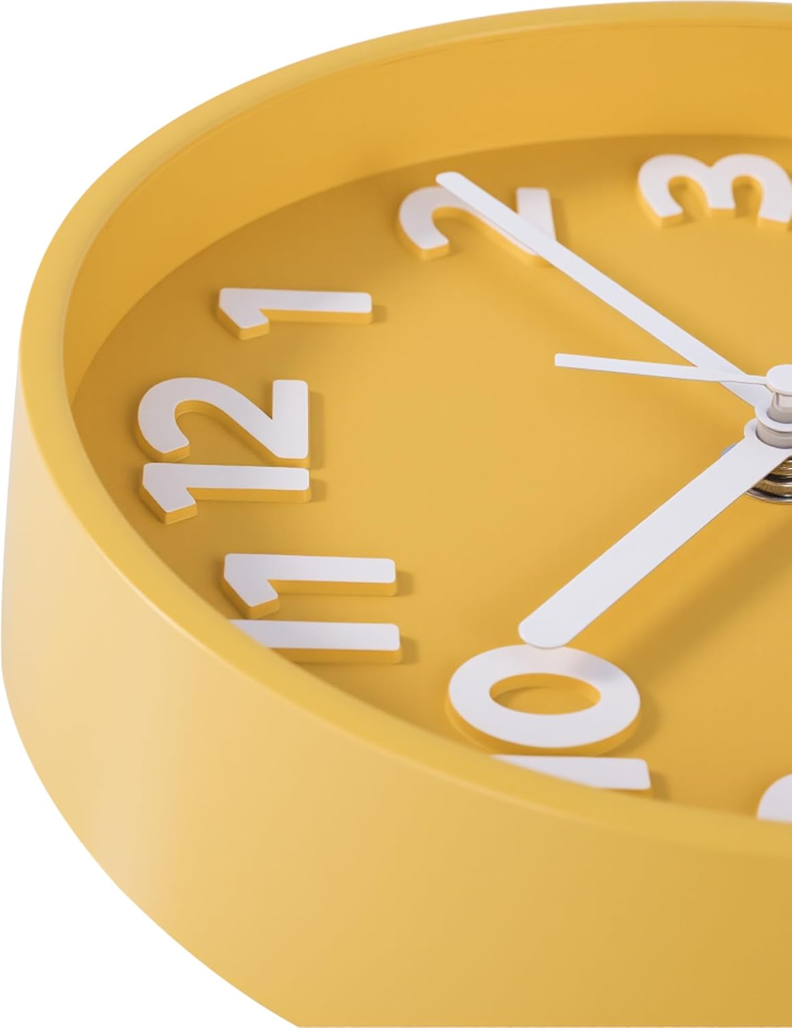 8 Inch Vibrant Yellow Modern Wall Clock – Silent Non-Ticking, Bold 3D Numbers, Precise Quartz Movement | Decorative Desk & Wall Clock with Stand for Home, Kitchen, Bedroom, or Office