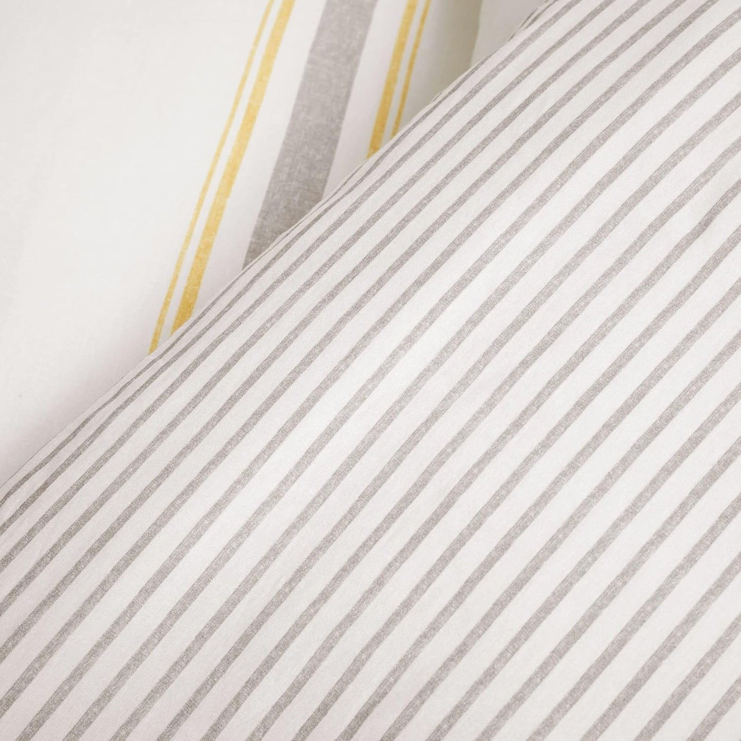Farmhouse Stripe Reversible Cotton Duvet Cover Set, 3 Piece Set, King, Yellow & Black - Bedding Set - Striped Duvet Cover King Size - Farmhouse Decor