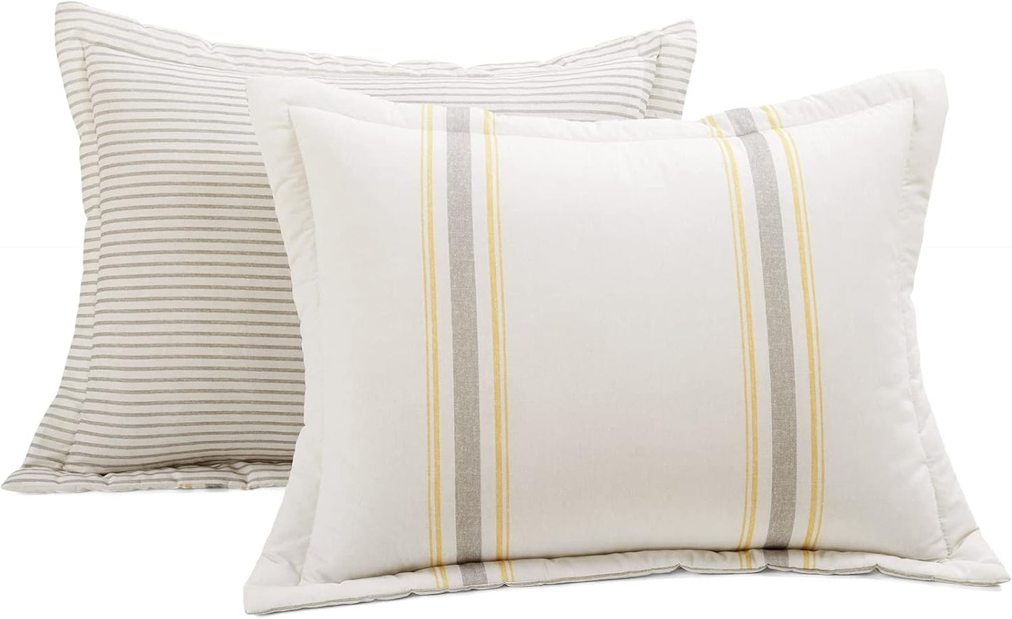Farmhouse Stripe Reversible Cotton Duvet Cover Set, 3 Piece Set, King, Yellow & Black - Bedding Set - Striped Duvet Cover King Size - Farmhouse Decor