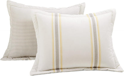 Farmhouse Stripe Reversible Cotton Duvet Cover Set, 3 Piece Set, King, Yellow & Black - Bedding Set - Striped Duvet Cover King Size - Farmhouse Decor