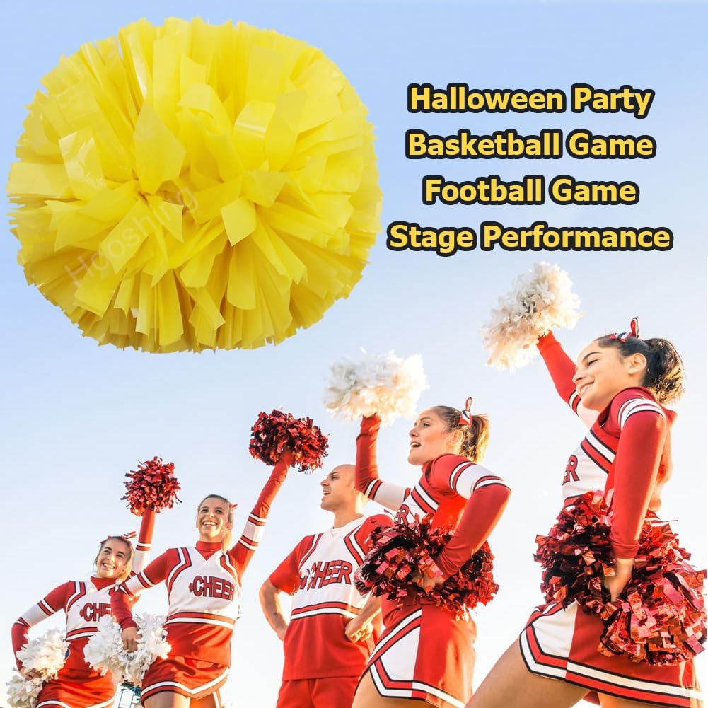 2/6/12PCS Pom Poms Cheerleading with Baton Handle Cheerleader Pompoms for Cheering Sports Games Dancing Party Team Spirit