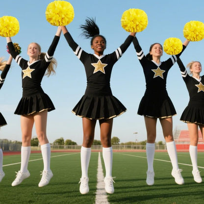 2/6/12PCS Pom Poms Cheerleading with Baton Handle Cheerleader Pompoms for Cheering Sports Games Dancing Party Team Spirit