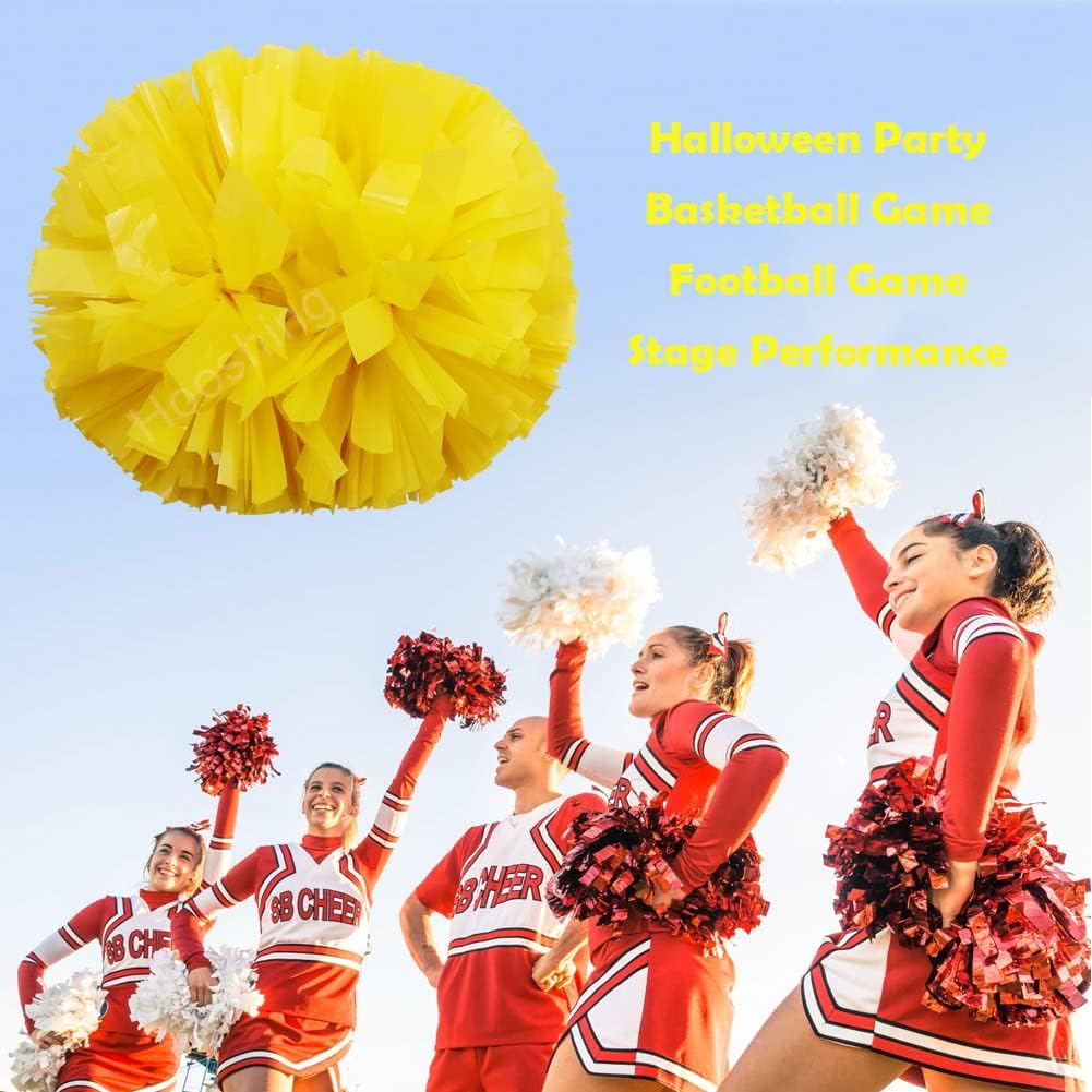 2/6/12PCS Pom Poms Cheerleading with Baton Handle Cheerleader Pompoms for Cheering Sports Games Dancing Party Team Spirit