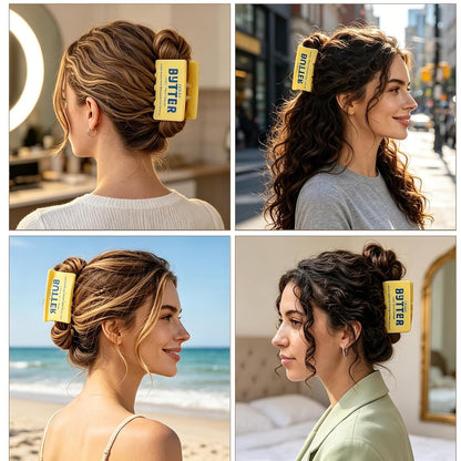 Yellow Claw Clip Personalized Fun Butter Claw Clips for Thick&Thin Hair,Acrylic No-Slips Strong Hold Hair Jaw Clips Cute Hair Accessories for Women Girls Party