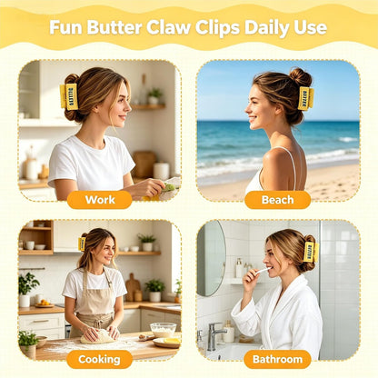Yellow Claw Clip Personalized Fun Butter Claw Clips for Thick&Thin Hair,Acrylic No-Slips Strong Hold Hair Jaw Clips Cute Hair Accessories for Women Girls Party