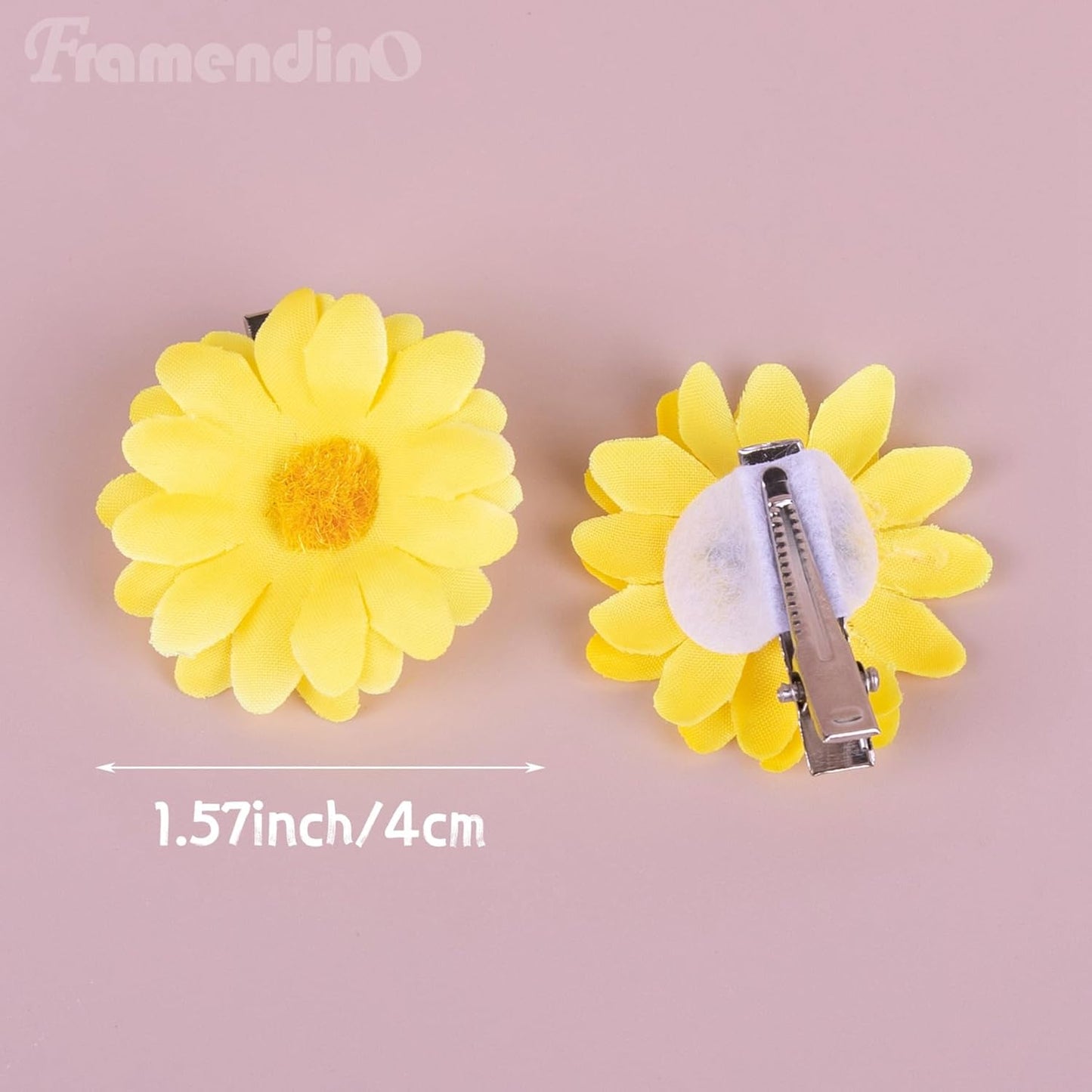 12 Pack Yellow Daisy Clip Flower Clips Small Sunflower Hairpins Bridal Accessories for Women Beach Wedding Decor