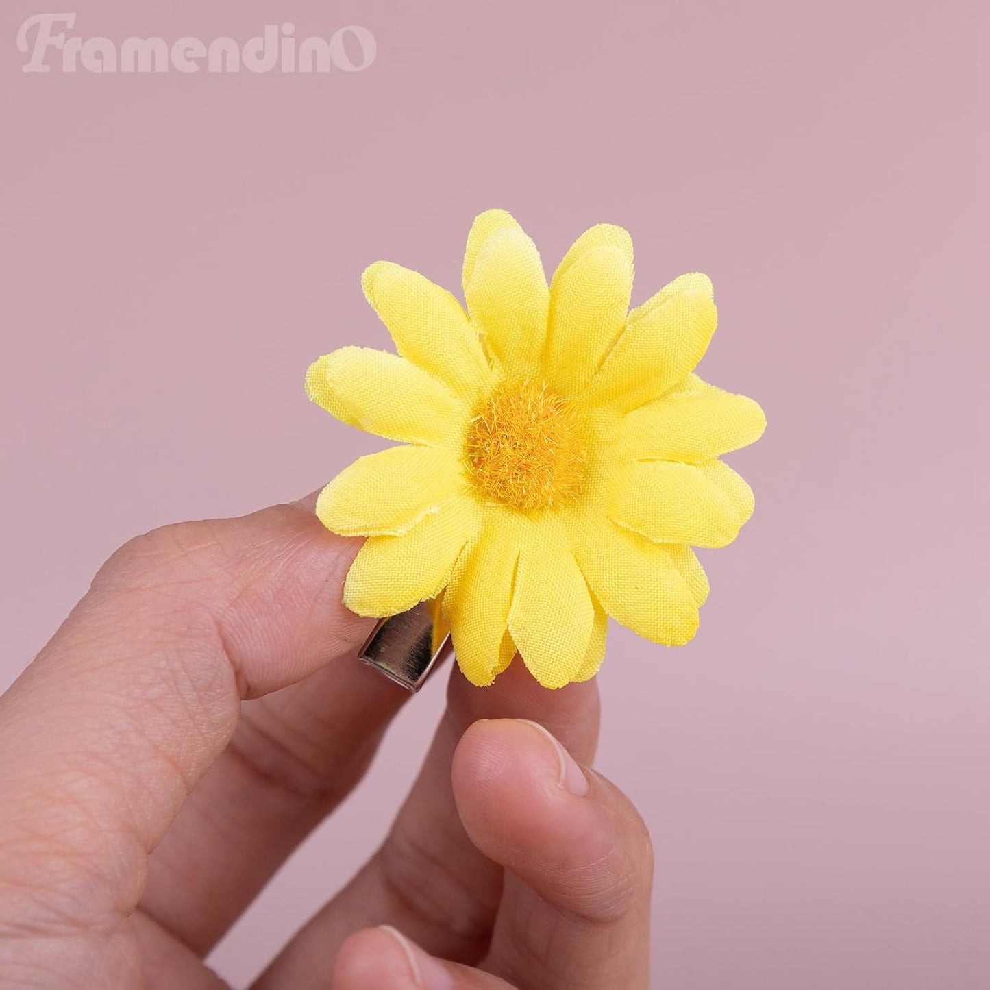 12 Pack Yellow Daisy Clip Flower Clips Small Sunflower Hairpins Bridal Accessories for Women Beach Wedding Decor