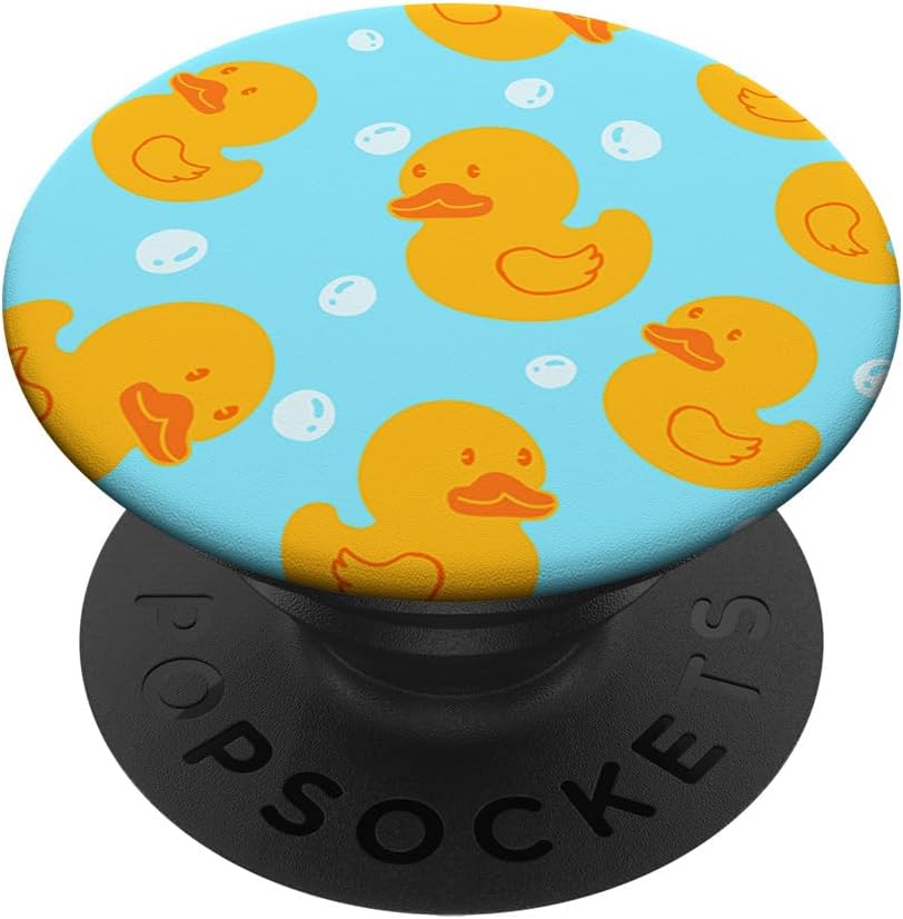 Yellow Duck Bubble Pattern Cute Rubber Ducky Duckies Animal PopSockets Swappable PopGrip