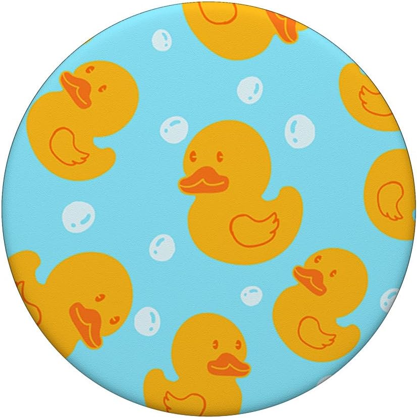 Yellow Duck Bubble Pattern Cute Rubber Ducky Duckies Animal PopSockets Swappable PopGrip