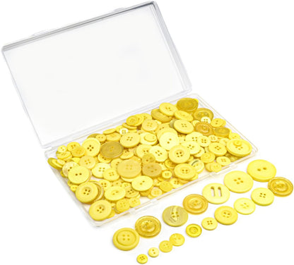 200PCS Round Resin Buttons, Mixed Yellow, for Sewing and Crafts | Assorted Resin Buttons for Sewing, Crafts, DIY Projects, Painting and Handmade Ornaments