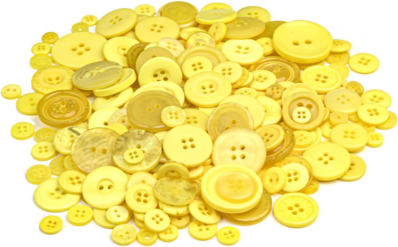 200PCS Round Resin Buttons, Mixed Yellow, for Sewing and Crafts | Assorted Resin Buttons for Sewing, Crafts, DIY Projects, Painting and Handmade Ornaments