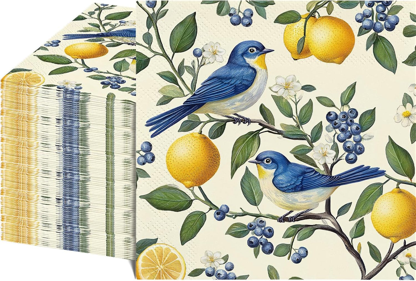 80 Pcs Lemon-Themed Napkins - Decorative Citrus 6.5x6.5 Inch Disposable Paper Luncheon Napkins for Wedding, Birthday, Baby Shower, Summer Party, Bathroom Hand Towels