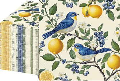 80 Pcs Lemon-Themed Napkins - Decorative Citrus 6.5x6.5 Inch Disposable Paper Luncheon Napkins for Wedding, Birthday, Baby Shower, Summer Party, Bathroom Hand Towels