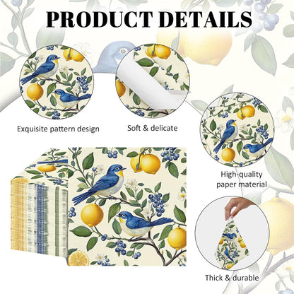 80 Pcs Lemon-Themed Napkins - Decorative Citrus 6.5x6.5 Inch Disposable Paper Luncheon Napkins for Wedding, Birthday, Baby Shower, Summer Party, Bathroom Hand Towels