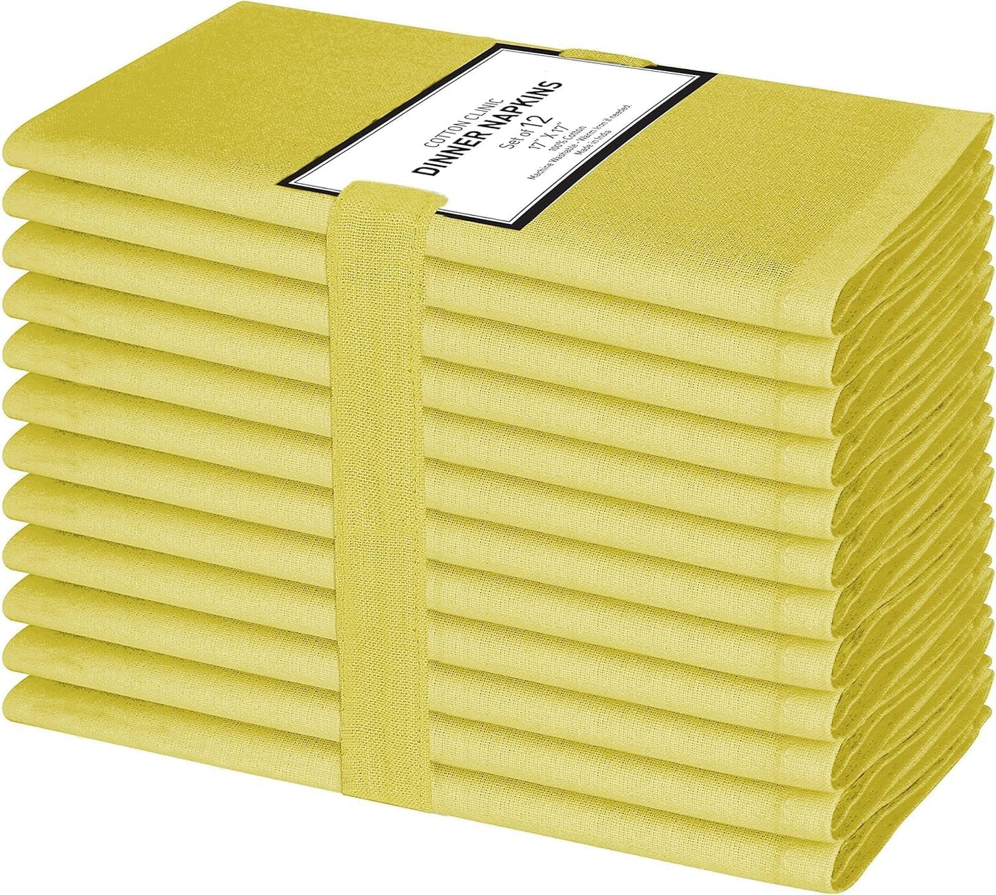 Cloth Dinner Napkins – Perfect Everyday Use Table Napkins – Soft Durable Washable – Ideal for Party Wedding Christmas Easter – Set of 12-17x17 inches Yellow Napkins