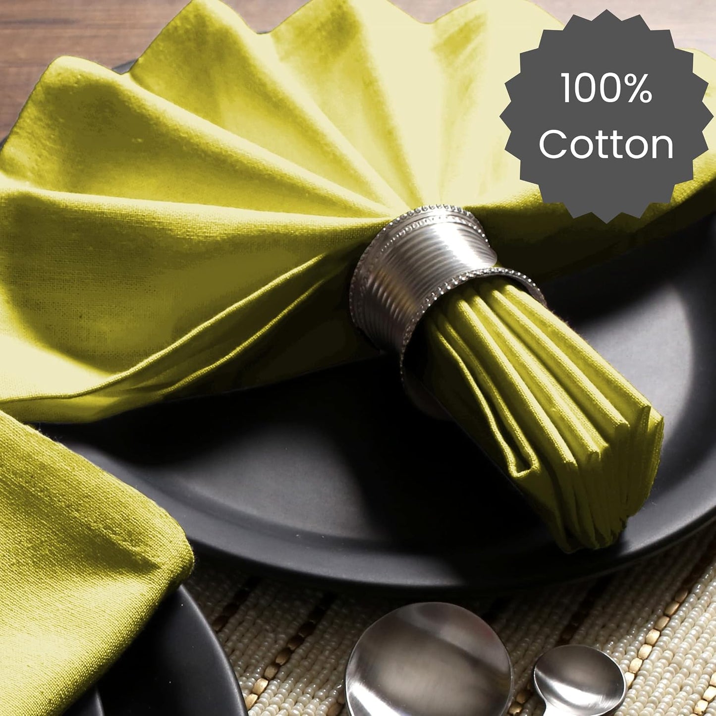 Cloth Dinner Napkins – Perfect Everyday Use Table Napkins – Soft Durable Washable – Ideal for Party Wedding Christmas Easter – Set of 12-17x17 inches Yellow Napkins