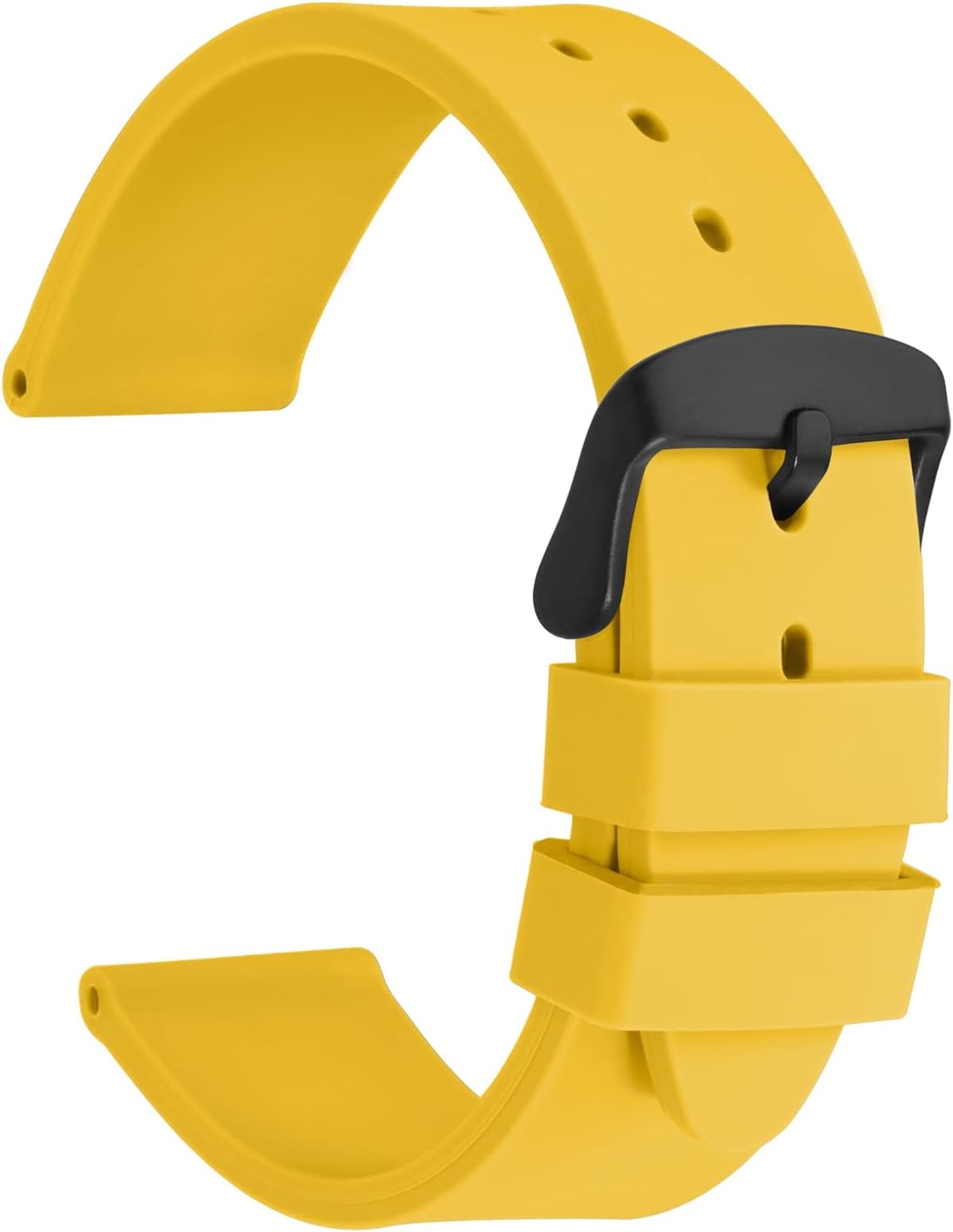 WOCCI 22mm Watch Bands - Premium Silicone Rubber Replacement Straps with Black Buckle (Yellow)