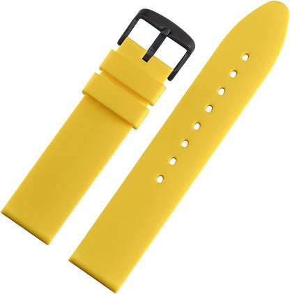 WOCCI 22mm Watch Bands - Premium Silicone Rubber Replacement Straps with Black Buckle (Yellow)