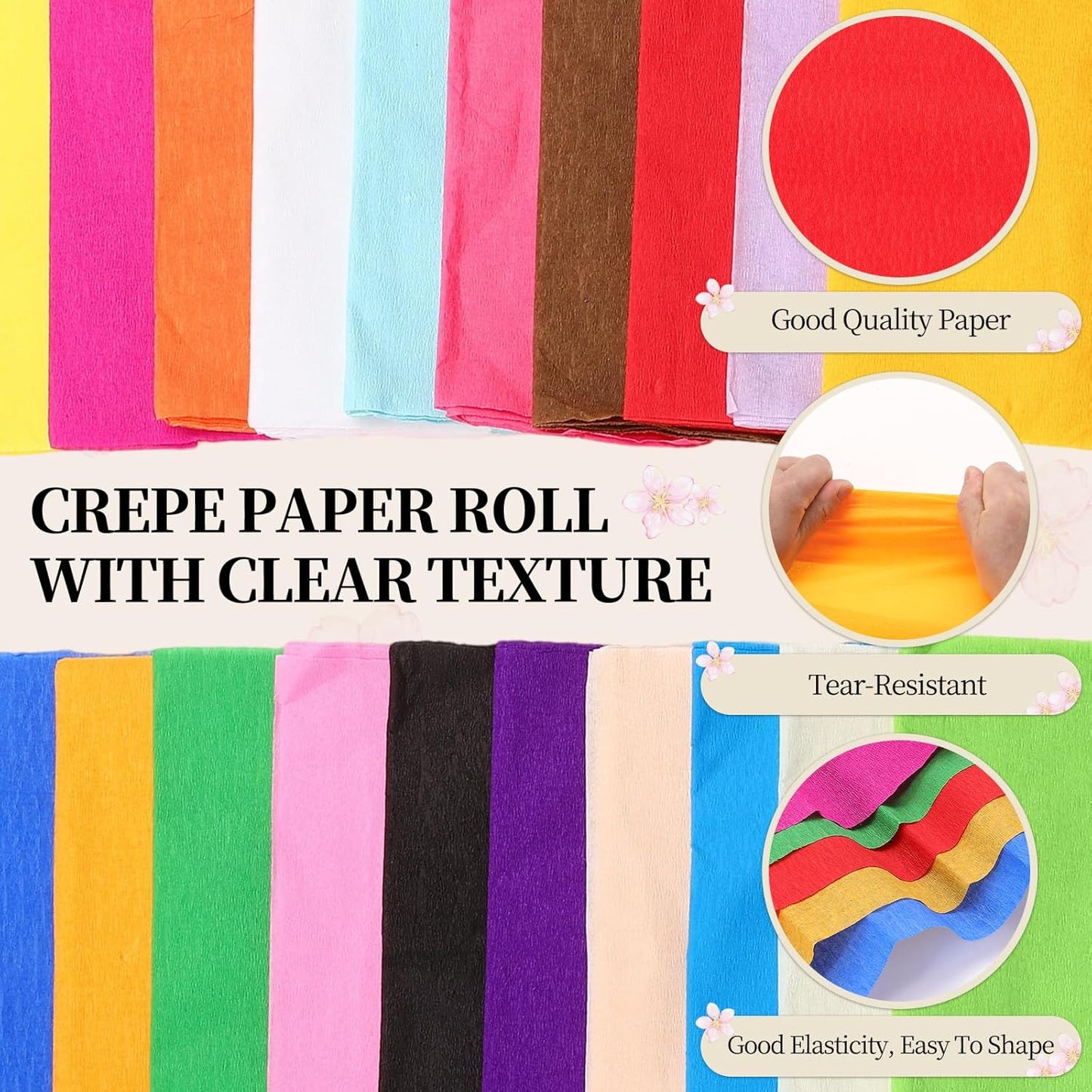 19.7" Wide 3.3Ft Long Crepe Paper Roll, Crepe Paper Sheets with Adhesive Tape for Flower Making DIY Gift Wrapping Wedding Ceremony Decoration (Lemon Yellow, Pack of 2)