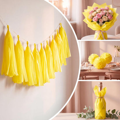 Tissue Paper for Gift Bags 12x20 Inches-120 Sheets | Durable Yellow Tissue Paper, Packaging, DIY Crafts, Weddings, Birthdays, Box Bag Filler,and Holiday Decorations