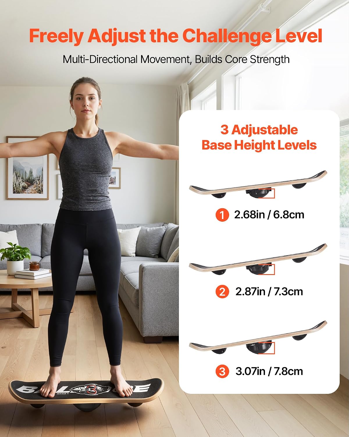 Balance Board, 2-in-1 Wobble Board Trainer for Adults, Premium Wooden Balance Training Equipment, with Roller, Magnetic Stoppers, Storage Rack, for Core Workouts, Surf Trainer & Physical Therapy