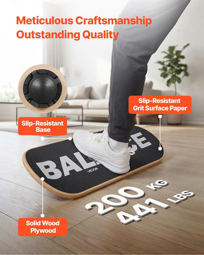 Balance Board, 2-in-1 Wobble Board Trainer for Adults, Premium Wooden Balance Training Equipment, with Roller, Magnetic Stoppers, Storage Rack, for Core Workouts, Surf Trainer & Physical Therapy